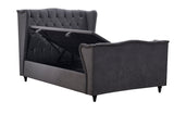 Elegant Studded Headboard Lift Up Ottoman Bed