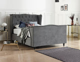 Elegant Studded Headboard Lift Up Ottoman Bed