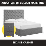 Flat Buttoned Headboard Lift Up Ottoman Bed