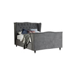 Elegant Studded Headboard Lift Up Ottoman Bed