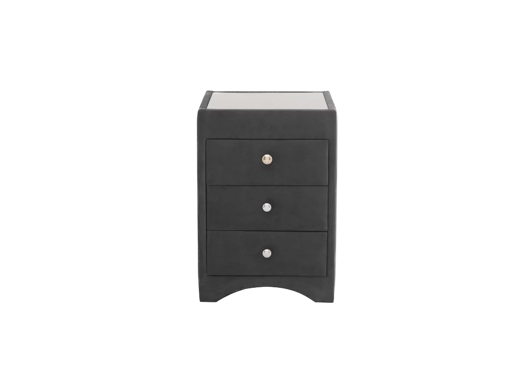 3 Draw Fabric Covered Bedside Cabinet